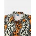 Mens Leopard Print Chest Pocket Street Short Sleeve Shirts